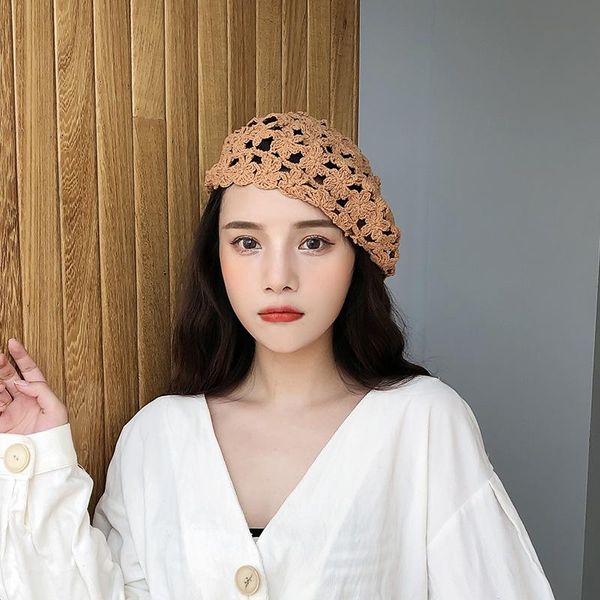 berets knitted hat women retro art lace flower hollow toe cap fashion beret melon leather, Blue;gray
berets knitted hat women retro art lace flower hollow toe cap fashion beret melon leather, Blue;gray