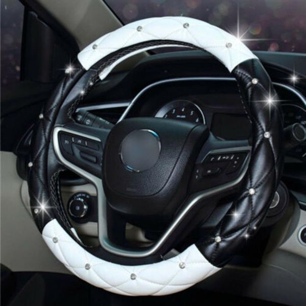 steering wheel covers 1pcs black&white car cover 38cm/15inch pu leather rhinestones decor
steering wheel covers 1pcs black&white car cover 38cm/15inch pu leather rhinestones decor