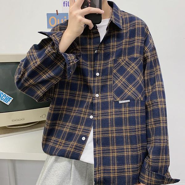 men's casual shirts men clothing 2021 autumn trend ruffian handsome fashion shirt loose plaid cardigan, White;black
men's casual shirts men clothing 2021 autumn trend ruffian handsome fashion shirt loose plaid cardigan, White;black