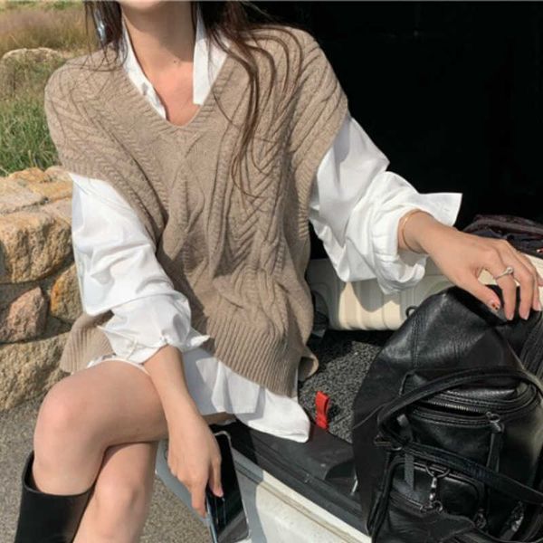 women's sweaters knitted vest autumn loose korean outdoor sweater waistcoat 4.7 wk3v, White;black
women's sweaters knitted vest autumn loose korean outdoor sweater waistcoat 4.7 wk3v, White;black