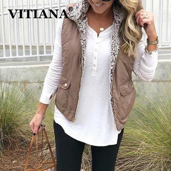 women's vests vitiana women casual plush coats autumn 2021 female sleeveless zipper double-sided wear black vest ladies streetwear coat, Black;white
women's vests vitiana women casual plush coats autumn 2021 female sleeveless zipper double-sided wear black vest ladies streetwear coat, Black;white