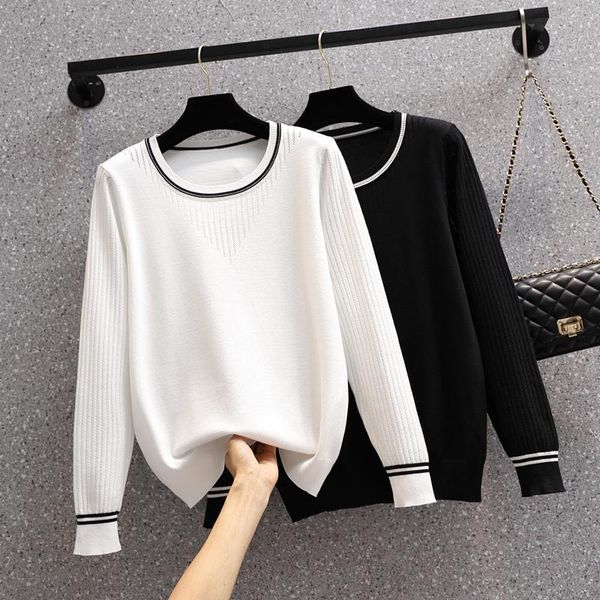 women's sweaters 4xl plus size women stripe kintting basic sweater 2021 autumn winter long sleeve o neck hollow out oversized pullover, White;black
women's sweaters 4xl plus size women stripe kintting basic sweater 2021 autumn winter long sleeve o neck hollow out oversized pullover, White;black