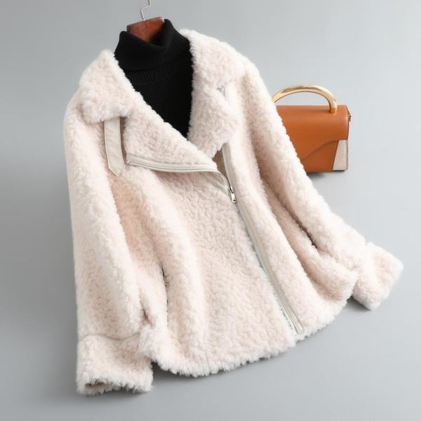 women's fur & faux fashion luxury winter real wool jacket women casual shearing sheep coat turn-down collar thick warm outerwear j187, Black
women's fur & faux fashion luxury winter real wool jacket women casual shearing sheep coat turn-down collar thick warm outerwear j187, Black