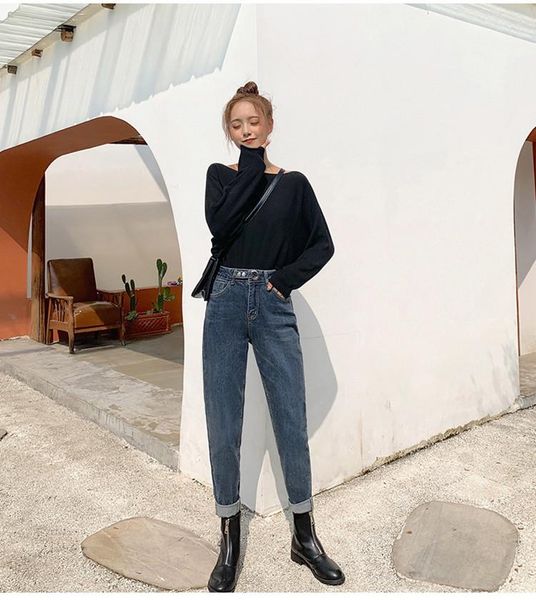 women's jeans spring / summer high waisted harlem resilience pants show thin nine point daddy adjustable waist casual, Blue
women's jeans spring / summer high waisted harlem resilience pants show thin nine point daddy adjustable waist casual, Blue