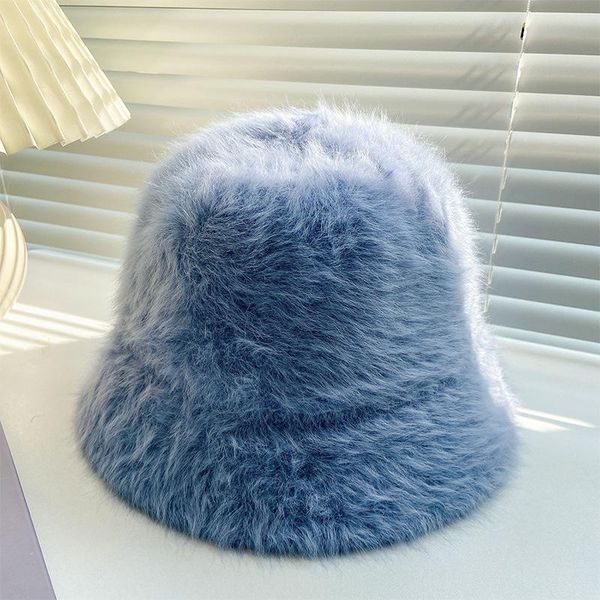 wide brim hats 2021 hat winter women's fashion solid color fur bucket cap fisherman's retro knitted wool basin, Blue;gray
wide brim hats 2021 hat winter women's fashion solid color fur bucket cap fisherman's retro knitted wool basin, Blue;gray
