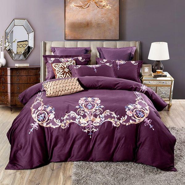bedding sets luxury european classical embroidery 100s egyptian cotton bed purple gray pillowcases fitted set linen cover duvet sheet
bedding sets luxury european classical embroidery 100s egyptian cotton bed purple gray pillowcases fitted set linen cover duvet sheet