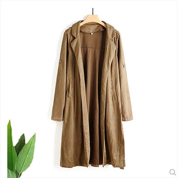 women's trench coats 2021 spring and autumn style suit collar shawl mid-length solid color windbreaker thin coat women, Tan;black
women's trench coats 2021 spring and autumn style suit collar shawl mid-length solid color windbreaker thin coat women, Tan;black