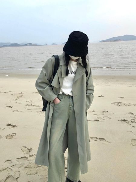 women's trench coats windbreaker 2021 autumn korean khaki loose medium length temperament white coat fashion, Tan;black
women's trench coats windbreaker 2021 autumn korean khaki loose medium length temperament white coat fashion, Tan;black