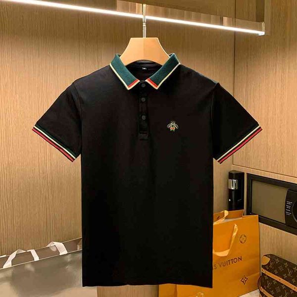summer thread small lapel slim short sleeve t-shirt fashion trend little bee embroidery paul polo men's shirt, White;black
summer thread small lapel slim short sleeve t-shirt fashion trend little bee embroidery paul polo men's shirt, White;black