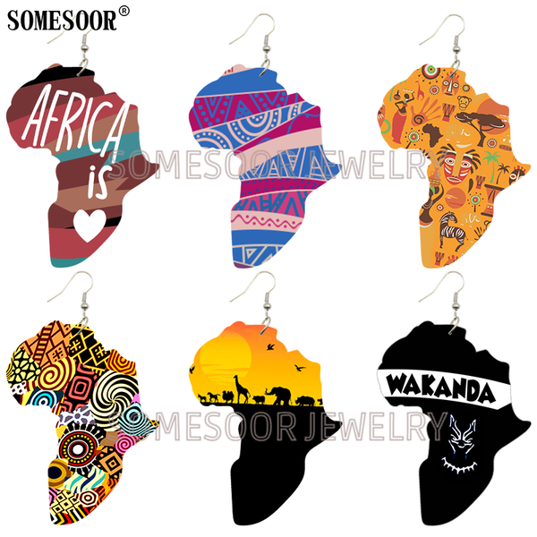 somesoor creative design one side printing african shape natural scenery wakanda forever drop wooden earrings for women, Silver
somesoor creative design one side printing african shape natural scenery wakanda forever drop wooden earrings for women, Silver