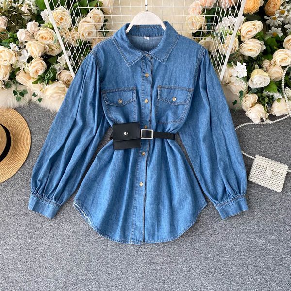 2021 new long-sleeved denim jacket women's temperament waist mid-length versatile shirt trend npzs, Black;brown
2021 new long-sleeved denim jacket women's temperament waist mid-length versatile shirt trend npzs, Black;brown