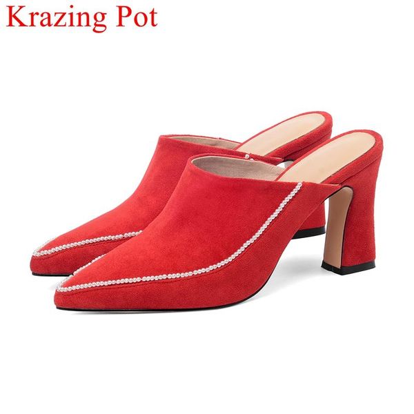 dress shoes krazing pot big size flock summer pointed toe high heels slingback mules classics slip on casual pearl elegant women pumps, Black
dress shoes krazing pot big size flock summer pointed toe high heels slingback mules classics slip on casual pearl elegant women pumps, Black