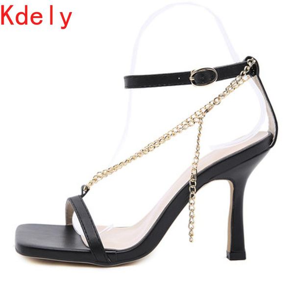 sandals 2021 summer women high heels shoes fashion chain design square head open toe ankle buckle strap, Black
sandals 2021 summer women high heels shoes fashion chain design square head open toe ankle buckle strap, Black