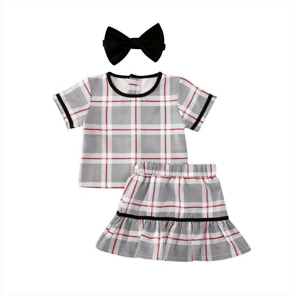 3pcs children plaid outfit, girls short sleeve round neck ruffle skirt bow headband, White
3pcs children plaid outfit, girls short sleeve round neck ruffle skirt bow headband, White