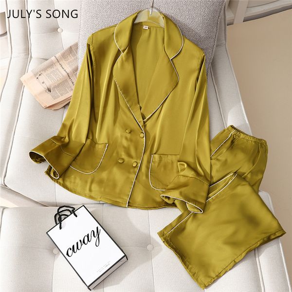 2021 new faux set spring summer woman pajamas sleepwear casual long-sleeved trousers satin silk female homewear wtsd, Black;red
2021 new faux set spring summer woman pajamas sleepwear casual long-sleeved trousers satin silk female homewear wtsd, Black;red