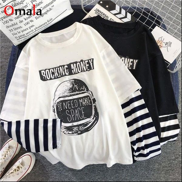 harajuku female t shirts autumn women long sleeve t shirt casual letter printed patchwork stripe oversize black streetwear, White
harajuku female t shirts autumn women long sleeve t shirt casual letter printed patchwork stripe oversize black streetwear, White