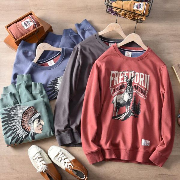 men's hoodies & sweatshirts autumn american retro terry printed pure cotton washed old pullover knitted long-sleeved o-neck casual spor, Black
men's hoodies & sweatshirts autumn american retro terry printed pure cotton washed old pullover knitted long-sleeved o-neck casual spor, Black