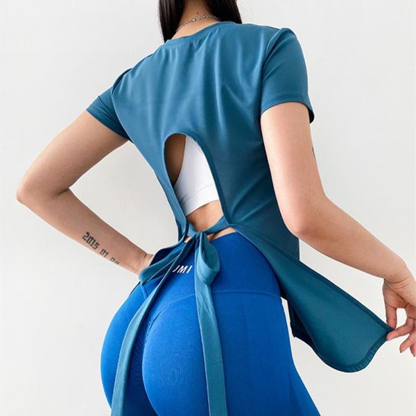 two wear backless sports fitness women bandage running shirts short sleeve dance yoga gym quick dry workout
two wear backless sports fitness women bandage running shirts short sleeve dance yoga gym quick dry workout