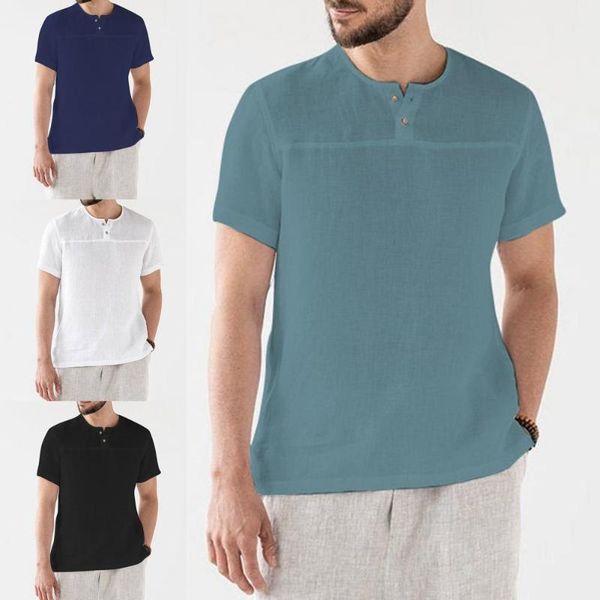 men's t-shirts fashion men solid color short sleeve slim tee shirt breathable skin-friendly round neck buttons casual t-shirt for beach, White;black
men's t-shirts fashion men solid color short sleeve slim tee shirt breathable skin-friendly round neck buttons casual t-shirt for beach, White;black
