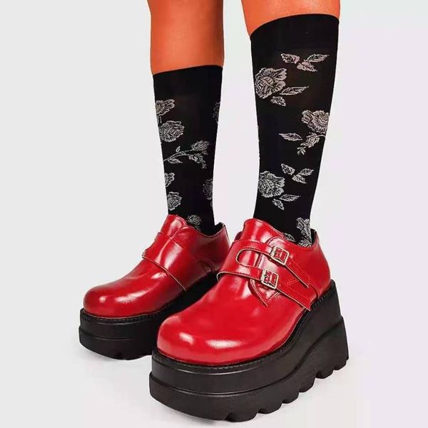 dress shoes ins punk goth platform wedges women's pumps wave heel thick sole solid cool buckle trendy chunky lolita cosplay gothic size, Black
dress shoes ins punk goth platform wedges women's pumps wave heel thick sole solid cool buckle trendy chunky lolita cosplay gothic size, Black