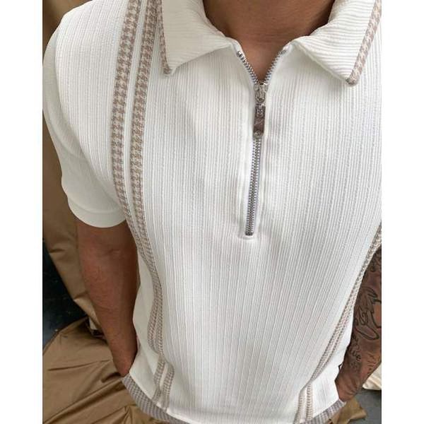 polished pattern men's zipper polo shirt comfortable breathable fashionable cool daily travel work party, White;black
polished pattern men's zipper polo shirt comfortable breathable fashionable cool daily travel work party, White;black