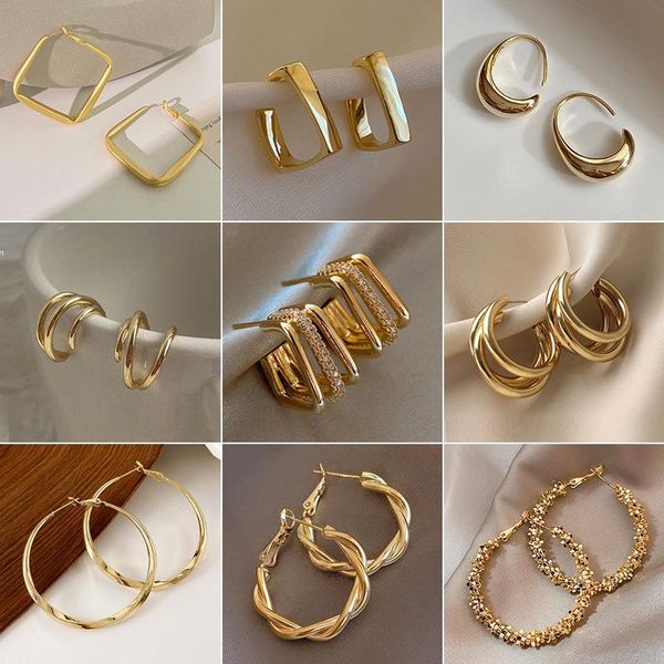 hoop & huggie 2021 korean jewelry exaggerated geometric metal big earrings party accessories for women, Golden;silver
hoop & huggie 2021 korean jewelry exaggerated geometric metal big earrings party accessories for women, Golden;silver