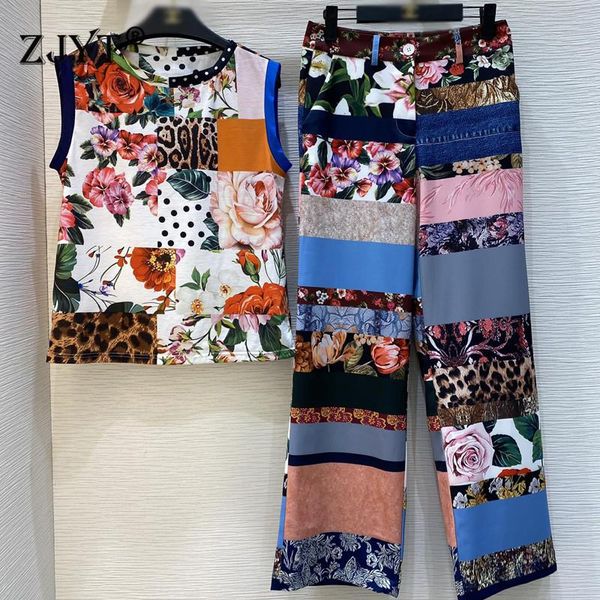 women's two piece pants 2021 runway fashion summer outfit women elegant leopard print sleeveless and wide leg suit holiday set, White
women's two piece pants 2021 runway fashion summer outfit women elegant leopard print sleeveless and wide leg suit holiday set, White