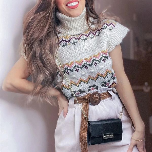 women's sweaters spring jacquard knit vest turtlenesk sleeveless ruffle jumper pullovers knits short i1bf, White;black
women's sweaters spring jacquard knit vest turtlenesk sleeveless ruffle jumper pullovers knits short i1bf, White;black