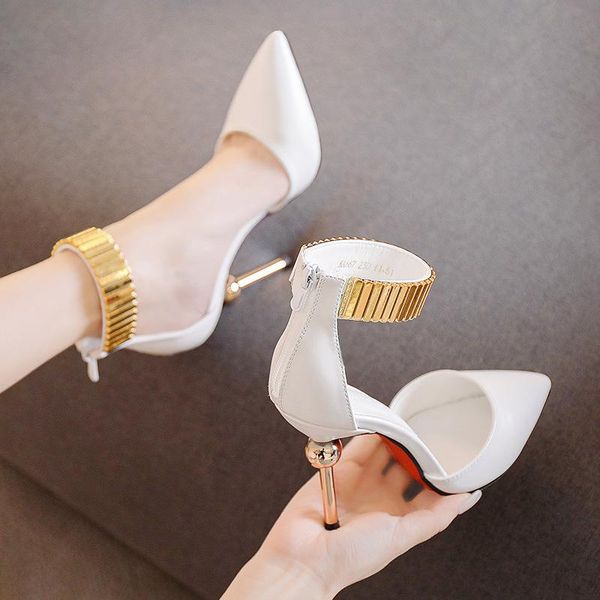 dress shoes baotou high-heeled with metal heel design feel small women pointed white thin hollow sandals for 2021, Black
dress shoes baotou high-heeled with metal heel design feel small women pointed white thin hollow sandals for 2021, Black