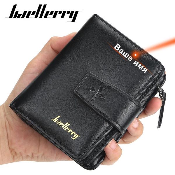 wallets baellerry fahion black men wallet leather male and purses multiple card slots men's purse, Red;black