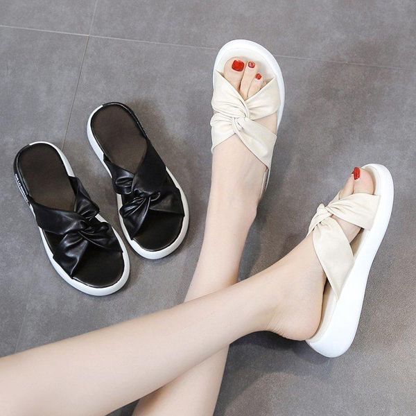 slippers crossed open toe pleated summer women flat platform sandals shoes woman casual mid wedge heels, Black
slippers crossed open toe pleated summer women flat platform sandals shoes woman casual mid wedge heels, Black