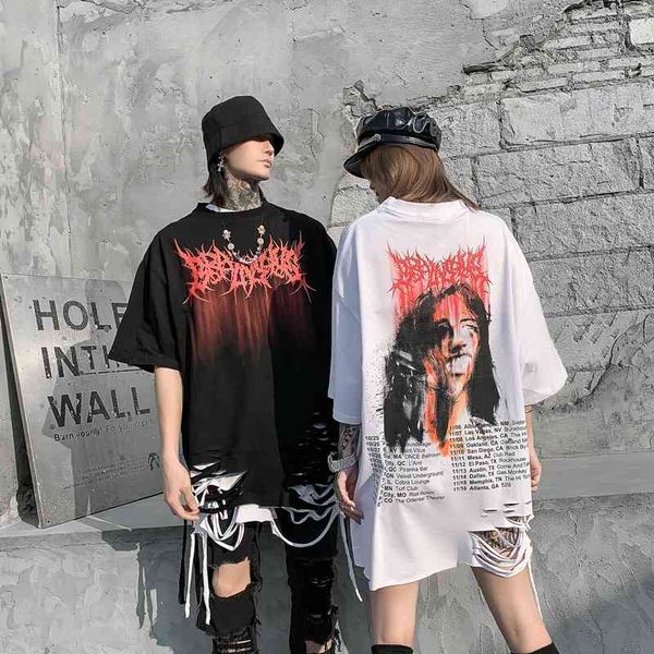 high street dark wind loose bereavement department hem scraped holes t-shirt bottomcoat men's fashion brand hip hop short sleeve women, White;black
high street dark wind loose bereavement department hem scraped holes t-shirt bottomcoat men's fashion brand hip hop short sleeve women, White;black