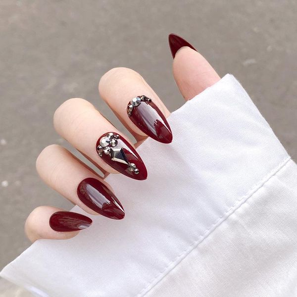 false nails fake long pointed cherries diamond wear nail stickers finished 24 with glue tn, Red;gold
false nails fake long pointed cherries diamond wear nail stickers finished 24 with glue tn, Red;gold