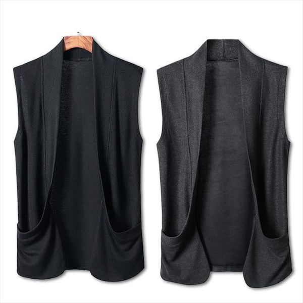 japanese style simple and loose men lapel mens solid color stitching long sleeved sweater vests, White;black
japanese style simple and loose men lapel mens solid color stitching long sleeved sweater vests, White;black