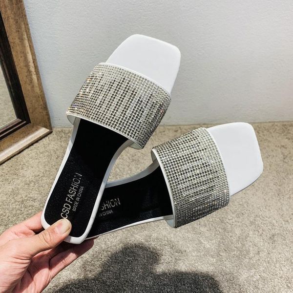 slippers women summer flat elegant ladies square toe slides outside shoes female crystal bling sandals fashion woman 2021, Black
slippers women summer flat elegant ladies square toe slides outside shoes female crystal bling sandals fashion woman 2021, Black