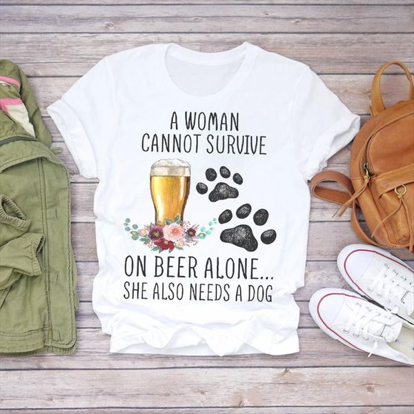 summer dog pet paw women beer floral fashion printed ladies womens graphic female tee, White
summer dog pet paw women beer floral fashion printed ladies womens graphic female tee, White