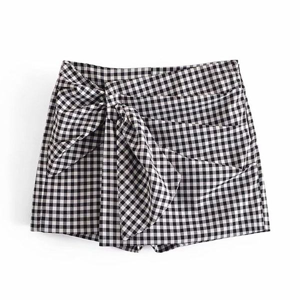 women's shorts 2021 summer plaid pleated sashes bow tie fashion female street sweet bottons clothing, White;black
women's shorts 2021 summer plaid pleated sashes bow tie fashion female street sweet bottons clothing, White;black