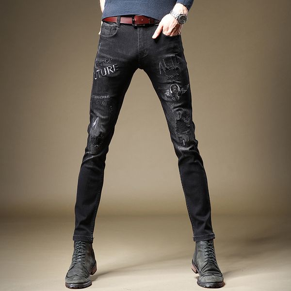 2021 embroidered black jeans men drawing straight thin fit streetwear distressed cotton denies pants p9u8, White;black
2021 embroidered black jeans men drawing straight thin fit streetwear distressed cotton denies pants p9u8, White;black
