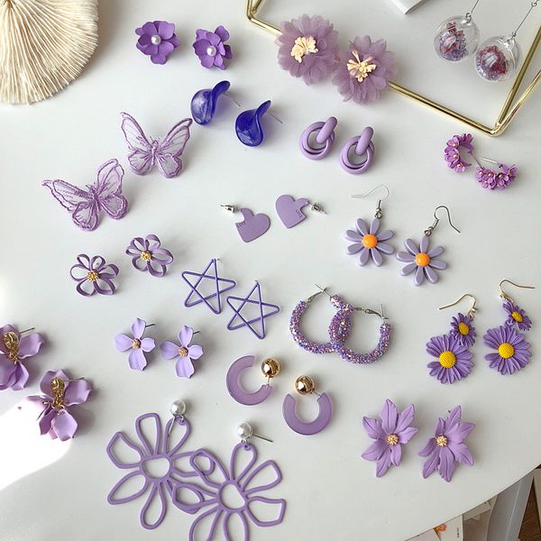 2020 new sweet purple geometric flowers butterfly grape love heart metal stud earrings for women party jewelry giftsdio chan contact, Silver
2020 new sweet purple geometric flowers butterfly grape love heart metal stud earrings for women party jewelry giftsdio chan contact, Silver