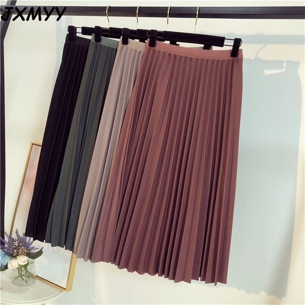 jxmyy spring autumn fashion women's high waist pleated solid color half length elastic skirt promotions lady black pink 210310
jxmyy spring autumn fashion women's high waist pleated solid color half length elastic skirt promotions lady black pink 210310