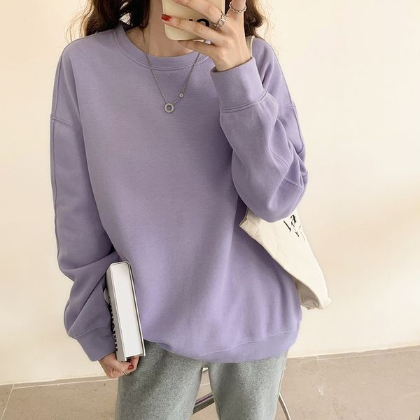 purple sweater women's spring and autumn thin 2021 new round neck long sleeve loose top, Blue;black
purple sweater women's spring and autumn thin 2021 new round neck long sleeve loose top, Blue;black