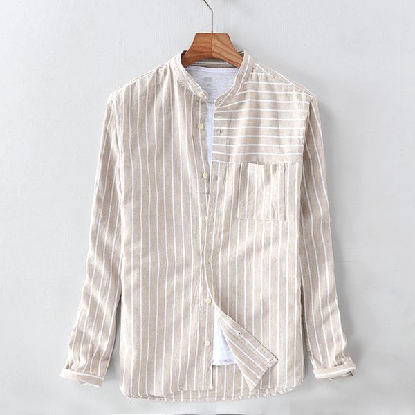 2021 new autumn long sleeve striped shirt men linen stand collar apricot color stripes cotton shirts male fashion overhemd chemise 4upo, White
2021 new autumn long sleeve striped shirt men linen stand collar apricot color stripes cotton shirts male fashion overhemd chemise 4upo, White
