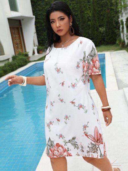 plus round neck floral print dress w5iz#, Black
plus round neck floral print dress w5iz#, Black