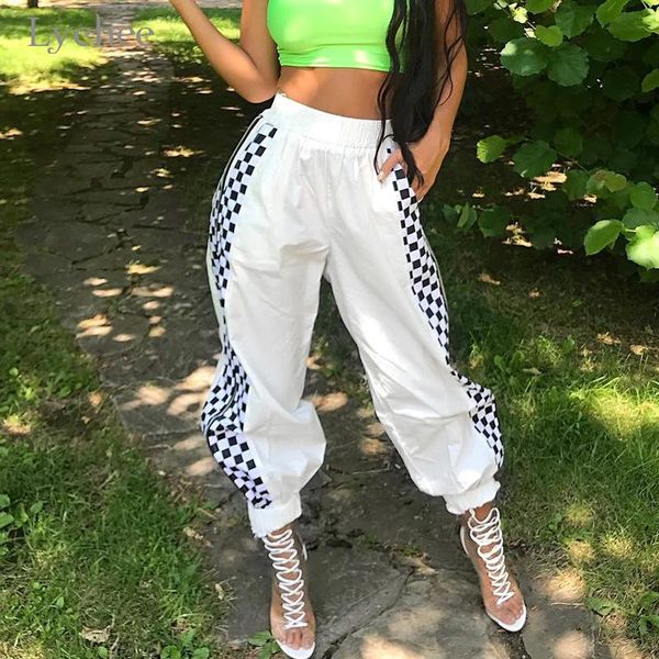 women's pants & capris lychee harajuku plaid patchwork zipper women jogger elastic waist loose female trousers high spring lady bottoms, Black;white
women's pants & capris lychee harajuku plaid patchwork zipper women jogger elastic waist loose female trousers high spring lady bottoms, Black;white