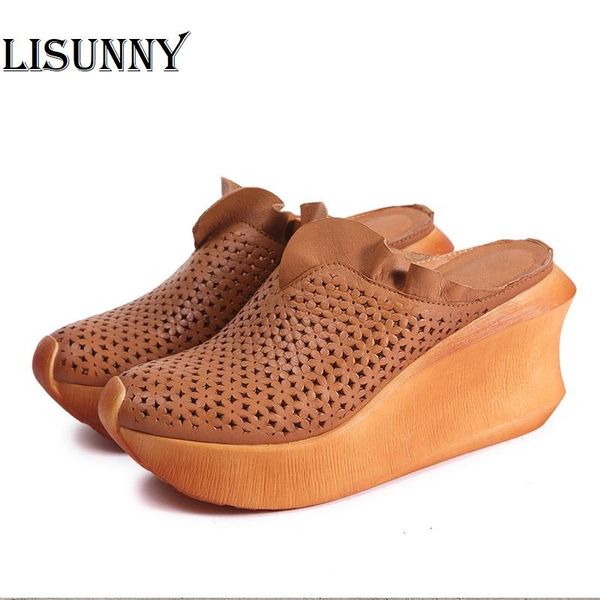 slippers lisunny 2021 women leather mules 9 cm high heels wedge handmade platform genuine coffee shoes, Black
slippers lisunny 2021 women leather mules 9 cm high heels wedge handmade platform genuine coffee shoes, Black