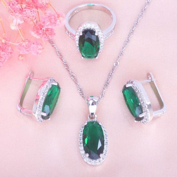 earrings & necklace exquisite green crystal silver color jewelry sets for women gift cubic zirconia pendant ring set js0169
earrings & necklace exquisite green crystal silver color jewelry sets for women gift cubic zirconia pendant ring set js0169