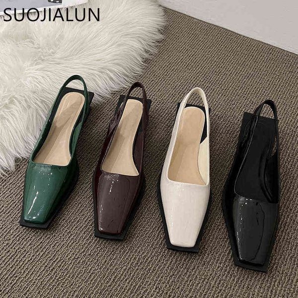 dress shoes suojialun fashion patent leather women sandals new spring square toe slingback shallow ladies elegant slip on mules 220303, Black
dress shoes suojialun fashion patent leather women sandals new spring square toe slingback shallow ladies elegant slip on mules 220303, Black