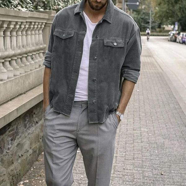 men's jackets fashion turn-down collar button solid simple outwear streetwear autumn winter men corduroy jacket casual long sleeve loos, Black;brown
men's jackets fashion turn-down collar button solid simple outwear streetwear autumn winter men corduroy jacket casual long sleeve loos, Black;brown