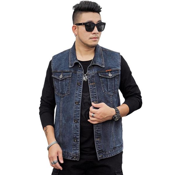 men's vests large size fat denim vest plus increase stretch sleeveless loose waistcoat korean jacket, Black;white
men's vests large size fat denim vest plus increase stretch sleeveless loose waistcoat korean jacket, Black;white