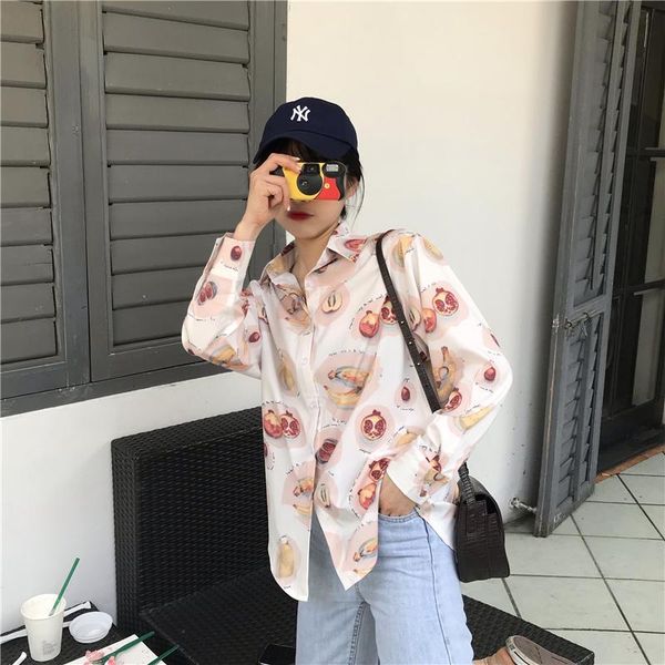 women blouses harajuku vintage fruit print chiffon blouse shirt summer long sleeve turn-down collar blusa women's & shirts, White
women blouses harajuku vintage fruit print chiffon blouse shirt summer long sleeve turn-down collar blusa women's & shirts, White